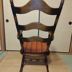 【レトロ】木製 ロッキングチェア オレンジの画像