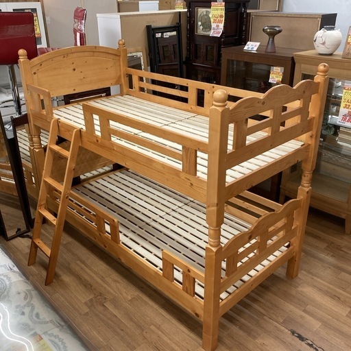 ジモティー限定価格！S781 ⭐ 2段ベッド パイン材 シンプルモデル 幅104cm USED