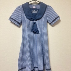 【axes femme】半袖セーラーワンピース ブルー 子供服140の画像