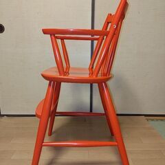 【レトロ】柏木工 木製 ベビーチャイルドチェア 赤の画像