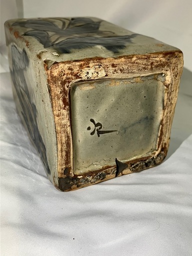 人間国宝　金城次郎作　魚紋角瓶　やちむん　アンティーク　工芸品