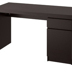 IKEA MALM デスク 140×65cm ブラックの画像