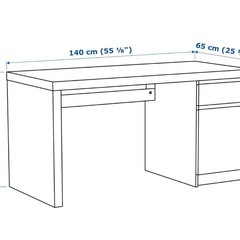 IKEA MALM デスク 140×65cm ブラックの画像