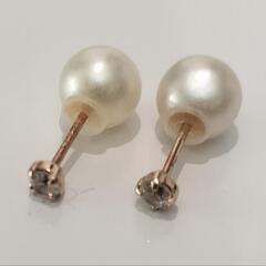 Canal 4℃ K10 ピンクゴールド ピアス パール ジルコニア 2way カナルヨンドシーの画像