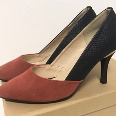 【中古品】美品 バイカラー パンプスminia スエード 秋冬 ハイヒール レディース Mの画像