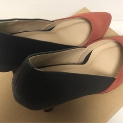 【中古品】美品 バイカラー パンプスminia スエード 秋冬 ハイヒール レディース Mの画像