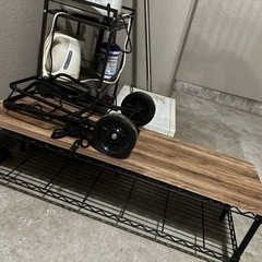 レンジ、サーキュレーター、ポット、炊飯器、簡易棚、掃除機、物干し竿(2m)の画像