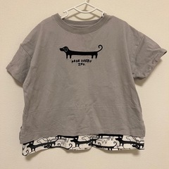 【90cm】ナガスギルイヌ　グレー　Tシャツ レイヤード風 グラニフ　ベビー服の画像