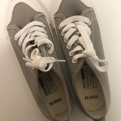 【中古品】WORKMAN ワークマン キャンバスシューズ 23.5EEE 抗菌防臭機能付き カーキ レディース スニーカーの画像