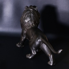 「常光」刻印 塚原常光 同手 雷音獅子 鋳銅置物 玉眼 約31cm 約2.5kgの画像