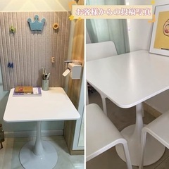 【美品】reilly ダイニングテーブル 正方形 80×80cm カフェテーブル デスク 白 モダン シンプル の画像