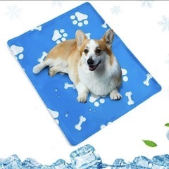 新品未使用！ペット ひんやりマット 犬猫用 二重ふちどり 50×65CM 冷却マット ブルー　夏　暑さ対策　ペット用品 マットの画像