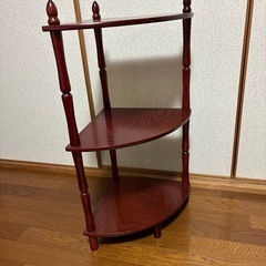 木製ダークレッド3段コーナーシェルフ　奈良県内手渡し限定の画像
