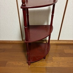 木製ダークレッド3段コーナーシェルフ　奈良県内手渡し限定の画像