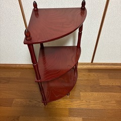 木製ダークレッド3段コーナーシェルフ　奈良県内手渡し限定の画像