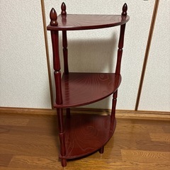 木製ダークレッド3段コーナーシェルフ　奈良県内手渡し限定の画像
