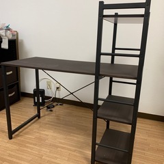 デスク 収納棚付き机の画像