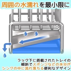 水切りラック ホルダー スポンジ/洗剤置き 防錆 キッチン シンクの画像