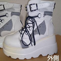 厚底ハイカットブーツ・白の画像