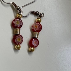 ビーズピアス ハンドメイド アクセサリー　ベネチアンガラス？の画像