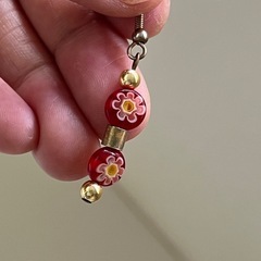 ビーズピアス ハンドメイド アクセサリー　ベネチアンガラス？の画像