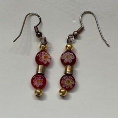 ビーズピアス ハンドメイド アクセサリー　ベネチアンガラス？の画像
