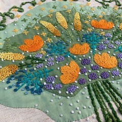 ヴィンテージ手刺繍ハンドバッグ ②の画像