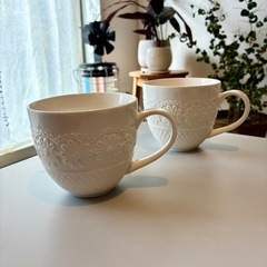 グランドマグ マグカップ カフェボウル 陶器 レースの画像