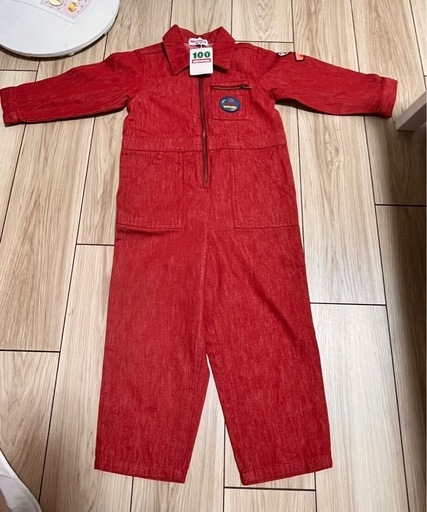 ミキハウス 赤 オーバーオール 100