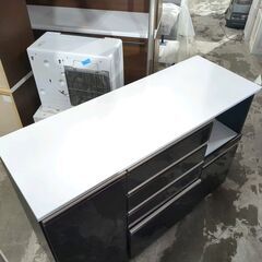 サンコウ キャスター付き キッチンカウンター キッチン収納 ダークブラウン色 約幅140×奥50×高97cm 25h菊STの画像