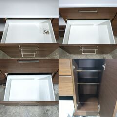 ニトリ キッチンボード 食器棚 ブラウン 約幅140×奥53×高200cm 25h菊MZの画像