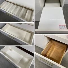 ニトリ キッチンボード ソレル 幅120 耐震ロック フルスライドレール レンジ台 ホワイト 食器棚 ダイニング 中古家具 店頭引取歓迎 R9938の画像