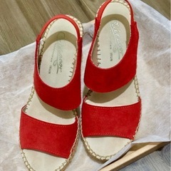 スペイン　カルザノール　レディース　サンダル　レッドの画像