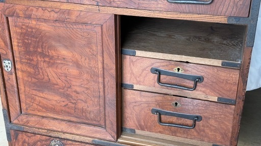 木製 和箪笥 小箪笥 古家具 古道具 金具付 幅60.3×奥行33×高さ