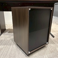キャスター付き 3段 木製キャビネット（ダークブラウン）の画像