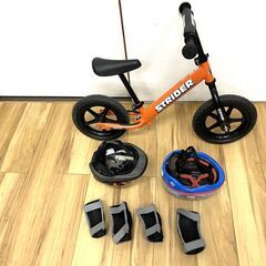 【中古品】STRIDER ストライダースポーツ　色：オレンジ　ヘルメット＆肘あて＆膝あてセット　　No.273の画像