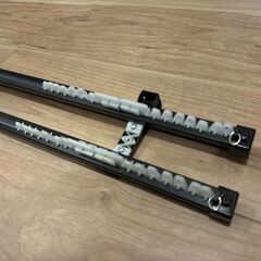 伸縮機能カーテンレールダブル　ブラック　1.1m〜2mの画像