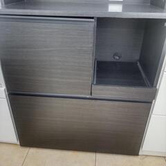 リユースのサカイ太田店★ジモティ割あり★ アイリスオーヤマ レンジボード 黒 H175×D41×W79 クリーニング済み OJ10711の画像