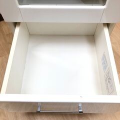 stp-3344　スリムキャビネット　ホワイト　高さ151cm　ガラス扉　食器棚　カップボード　白　リビング　キッチン　飾り棚の画像