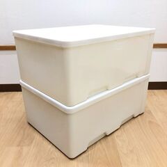 stp-3346　プラケース2個セット　ホワイト　収納ケース　白　押入れ収納　収納ボックス　衣類　洋服　収納　押入れ　引き出し　隙間収納　スキマ収納の画像