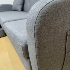 宮古島発送　グレー L字型ソファ 付属クッション付き
の画像