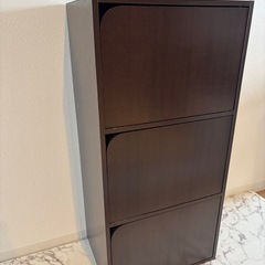 扉付きカラーボックス　3段ラック　ダークブラウン　　　の画像