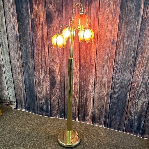 5灯 フロアランプ 硝子フラワー ゴールド すずらん 5灯 フロアランプ 硝子フラワー ゴールド すずらん