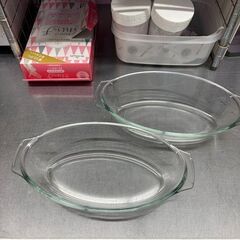 【中古】✨耐熱ガラス製 グラタン皿 2枚セット 🍲オーブン・レンジ対応✨の画像