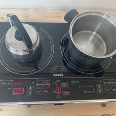 【山善】美品 2口IH コンロ 調理器 2014年製の画像