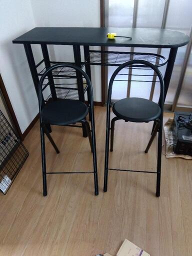 取引中】ナフコ 21スタイルカウンター3点セットハイテーブルセット