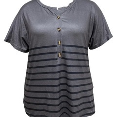 グレー ストライプ 半袖Tシャツ 4XLの画像