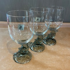 【引き取り限定】中古品　アデリア　天使のステム月と星　ワイングラス　3点セットの画像