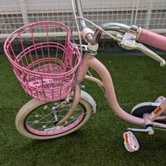 メゾピアノ　子供用　16インチ　自転車　ピンクでミラーつきの画像