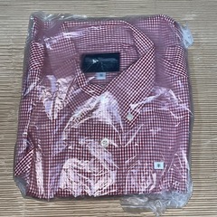 未使用品 半袖シャツ 赤 ギンガムチェック メンズ Mサイズ(首廻41cm位/胸囲110cm位/肩幅48cm位)の画像